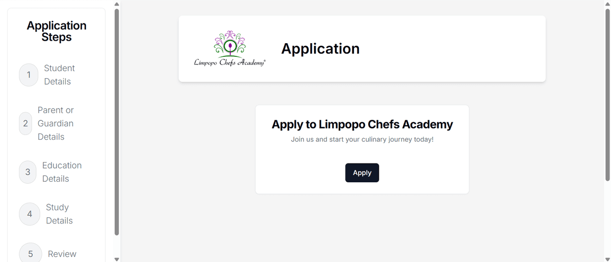 Limpopo Chefs Academy Application