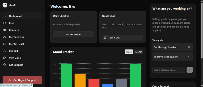 Main landing page with mental health focus.