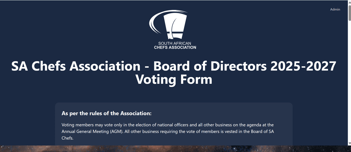 South African Chefs Association Voting Portal