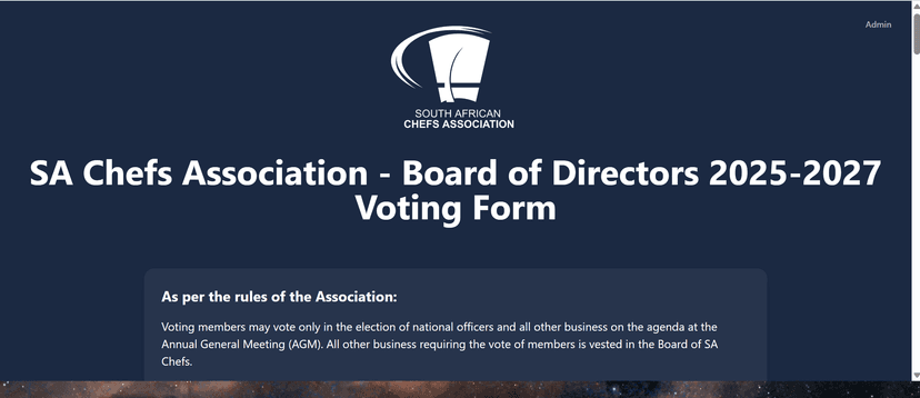 Voting portal main interface and dashboard.